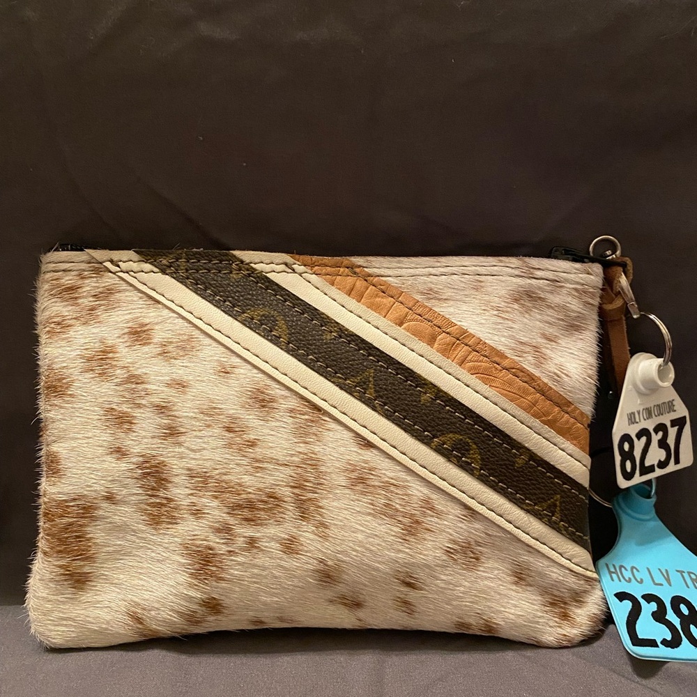 Holy Cow Couture Medium Purse Organizer hair on hide.